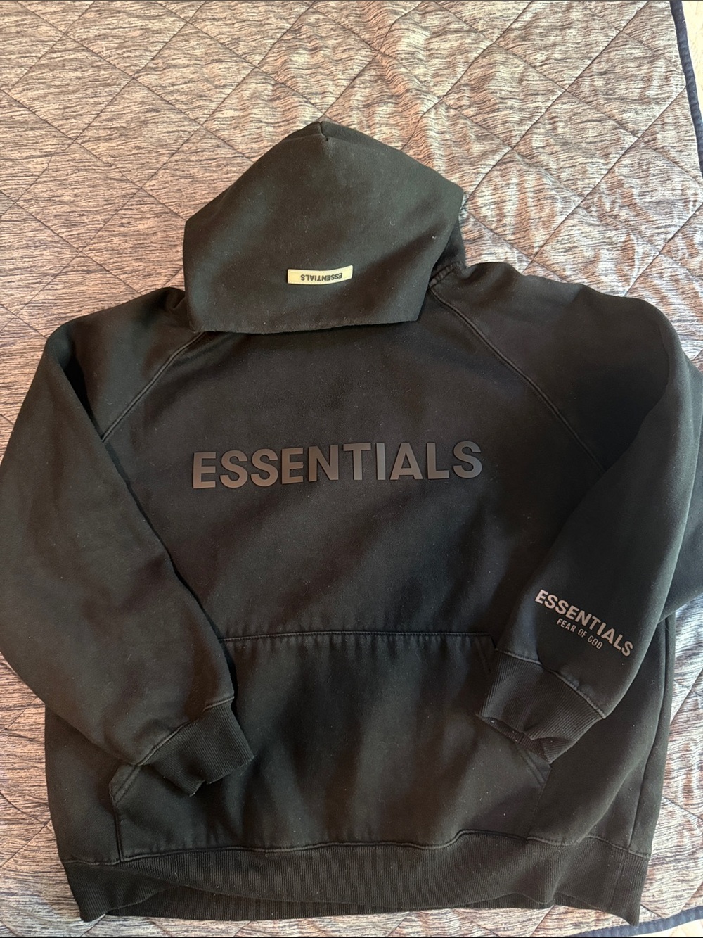 Fear of God ESSENTIALS Black Hoodie Sweatshirt Size M